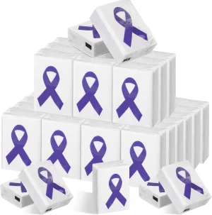 36 Pack Cancer Awareness Ribbon Pocket Tissues Domestic Violence Purple Ribbon Awareness Facial Tissue Mini Type Pocket Packs Tissues for Charity Recognition Public Event Souvenir Gifts