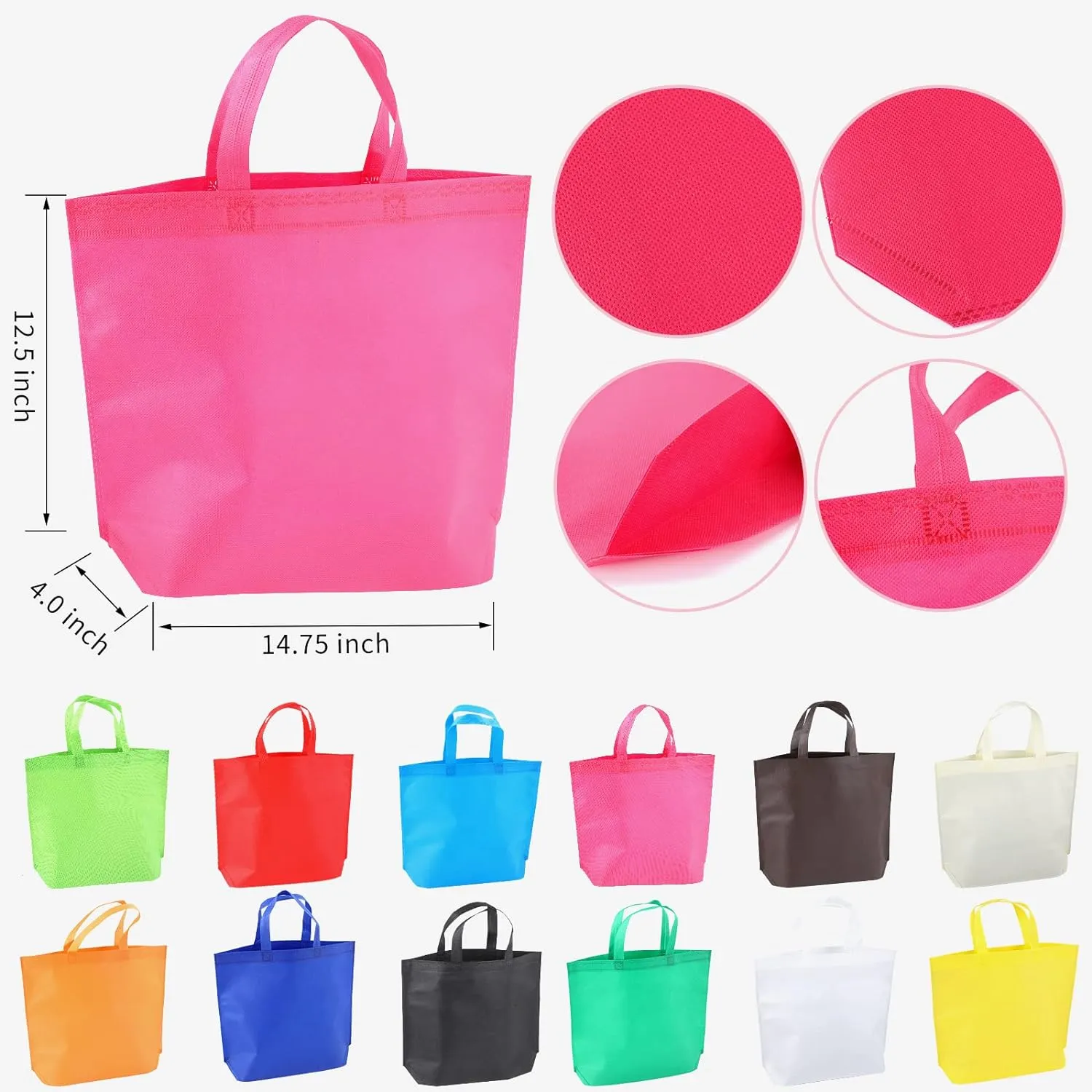36-Pack Tote Bags Multipurpose Reusable Grocery Bag (Black Colors 36 Pack)