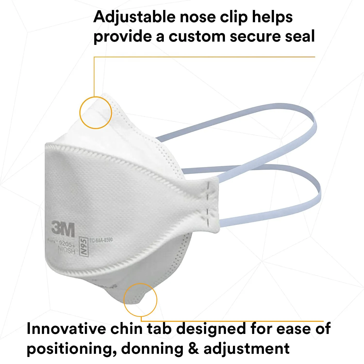 3M Aura Particulate Respirator 9205 , N95, Pack of 20 Disposable Respirators, Individually Wrapped, 3 Panel Flat Fold Design Allows for Facial Movements, Comfortable, NIOSH Approved, Smoke