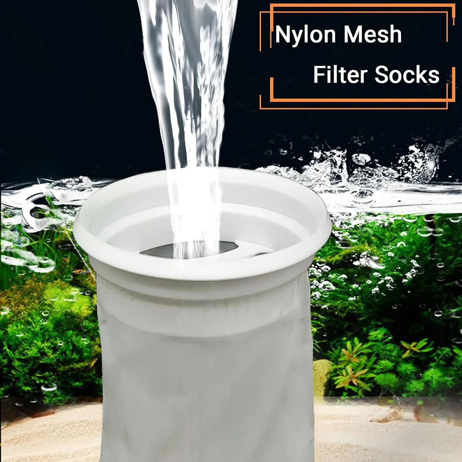 4 Inch Nylon Mesh Filter Bags for Aquarium & Pond 4 Pack 10Inch Long Fine Mesh Filter Socks, 300 Micron Fish Tank Media Bags for Hydroponics, Sediment Sludge Filtration