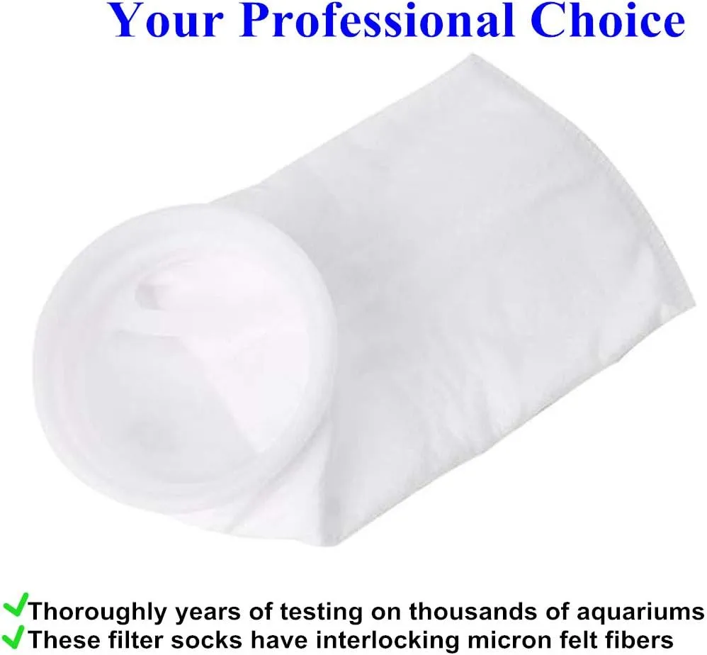 4 Inch Ring by 15 Inch Long Filter Socks 1 Micron - Aquarium Sump Pond Felt Fabric Filter Bag - 3 Pack (1 Micron)