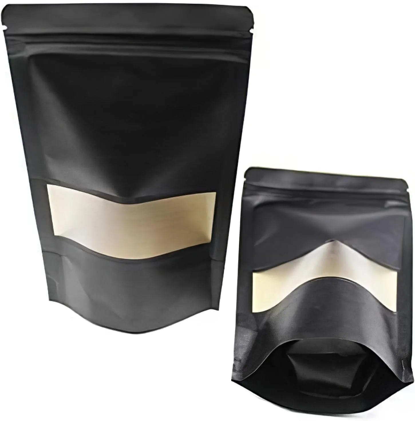 5.9x8.6 Inches Kraft Paper Resealable Bags Zip Lock Black Stand up Snack Packing Zipper Pouch Bags with Matte Window and Tear Notch,Pack of 50 packaging bag