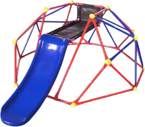 6 FT Geometric Dome Climber with 1.2m Slide and Climbing Stones, Outdoor Playground Equipment for Backyards, Parks, Sturdy Metal Frame, 330lbs Capacity, for Kids Ages 3  Years