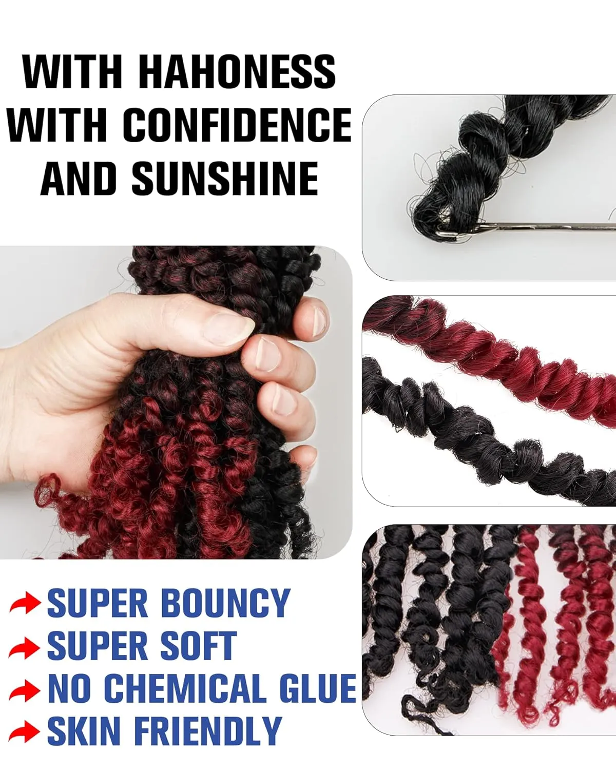 6 Inches 9 Packs Passion Twist Crochet Hair - Mixed Color Combo (7 1B   2 T1B/BUG), Pre-Twisted Pre-Looped Soft & Bouncy Synthetic Braided Hair Extensions for Black Women (6"-9 Packs, 1B TBUG)