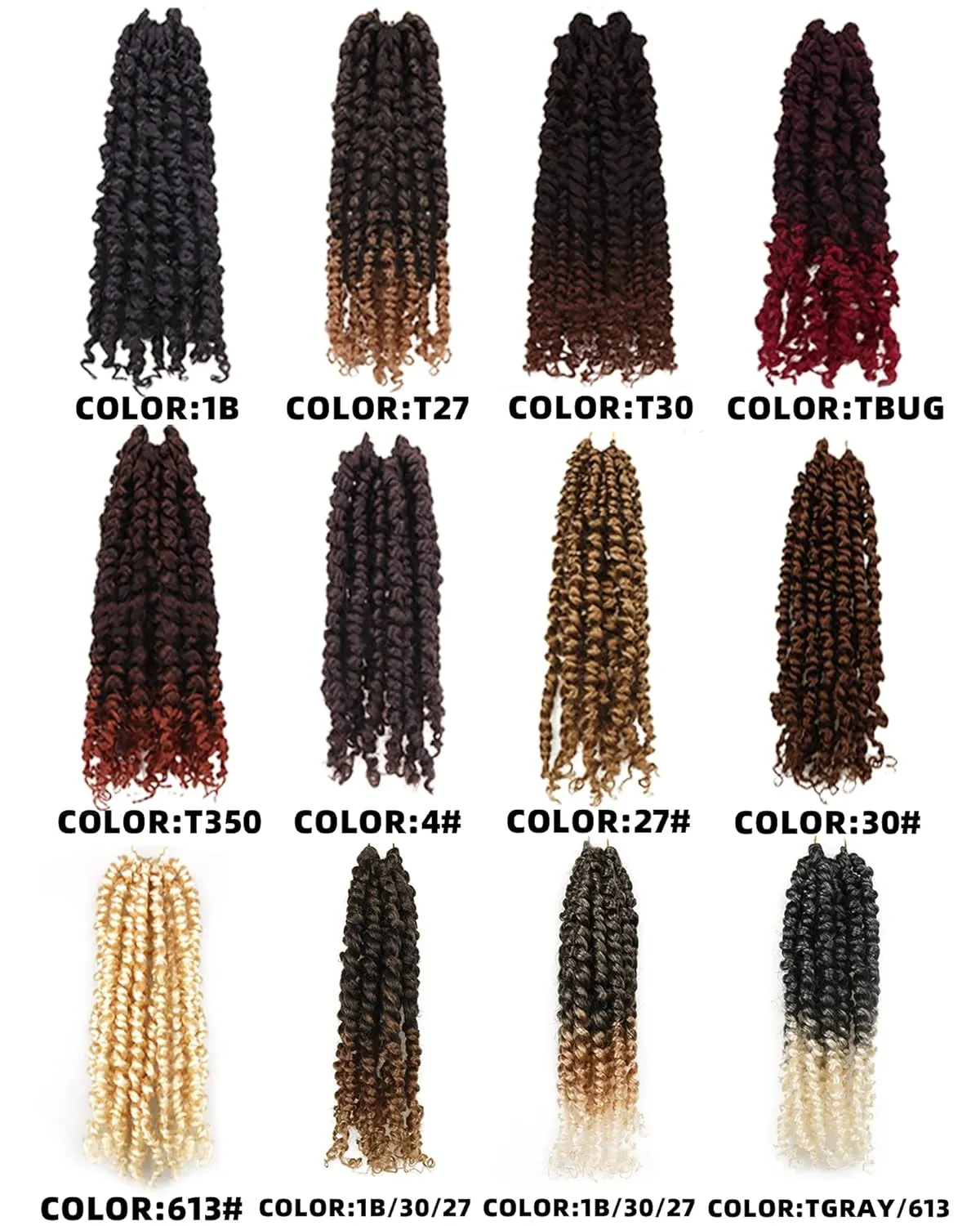 6 Inches 9 Packs Passion Twist Crochet Hair - Mixed Color Combo (7 1B   2 T1B/BUG), Pre-Twisted Pre-Looped Soft & Bouncy Synthetic Braided Hair Extensions for Black Women (6"-9 Packs, 1B TBUG)