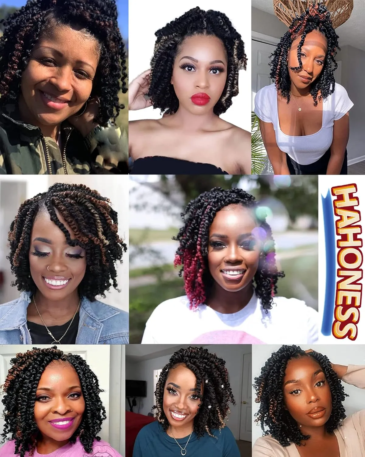 6 Inches 9 Packs Passion Twist Crochet Hair - Mixed Color Combo (7 1B   2 T1B/BUG), Pre-Twisted Pre-Looped Soft & Bouncy Synthetic Braided Hair Extensions for Black Women (6"-9 Packs, 1B TBUG)