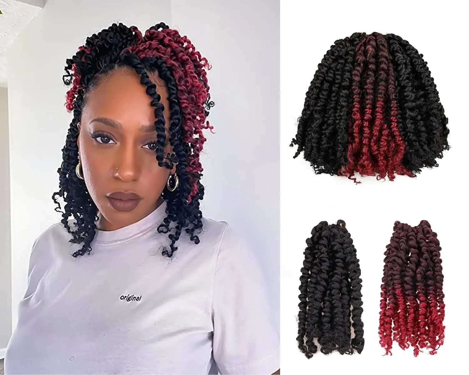 6 Inches 9 Packs Passion Twist Crochet Hair - Mixed Color Combo (7 1B   2 T1B/BUG), Pre-Twisted Pre-Looped Soft & Bouncy Synthetic Braided Hair Extensions for Black Women (6"-9 Packs, 1B TBUG)