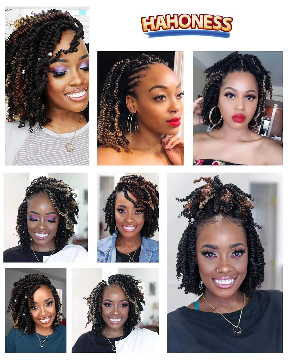 6 Inches 9 Packs Passion Twist Crochet Hair-Mixed Color Combo Pack(7 packs 1B 1 pack T1B/27 1 pack T1B/30),Pre-twisted/ Looped Super Soft & Bouncy Synthetic Braided Hair Extensions For Black Women and Kids(1B T27 T30)