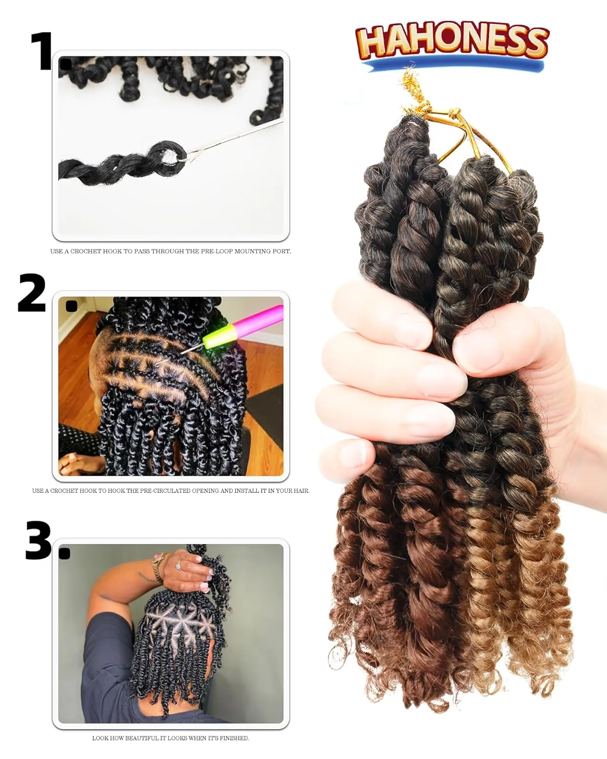6 Inches 9 Packs Passion Twist Crochet Hair-Mixed Color Combo Pack(7 packs 1B 1 pack T1B/27 1 pack T1B/30),Pre-twisted/ Looped Super Soft & Bouncy Synthetic Braided Hair Extensions For Black Women and Kids(1B T27 T30)