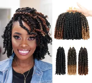 6 Inches 9 Packs Passion Twist Crochet Hair-Mixed Color Combo Pack(7 packs 1B 1 pack T1B/27 1 pack T1B/30),Pre-twisted/ Looped Super Soft & Bouncy Synthetic Braided Hair Extensions For Black Women and Kids(1B T27 T30)