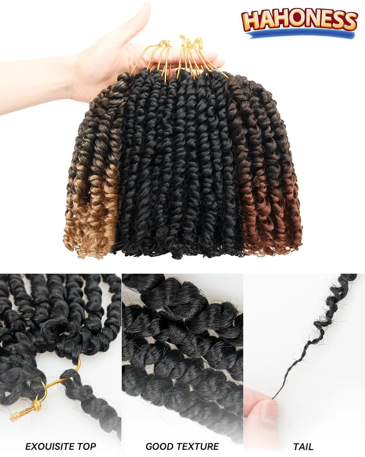 6 Inches 9 Packs Passion Twist Crochet Hair-Mixed Color Combo Pack(7 packs 1B 1 pack T1B/27 1 pack T1B/30),Pre-twisted/ Looped Super Soft & Bouncy Synthetic Braided Hair Extensions For Black Women and Kids(1B T27 T30)