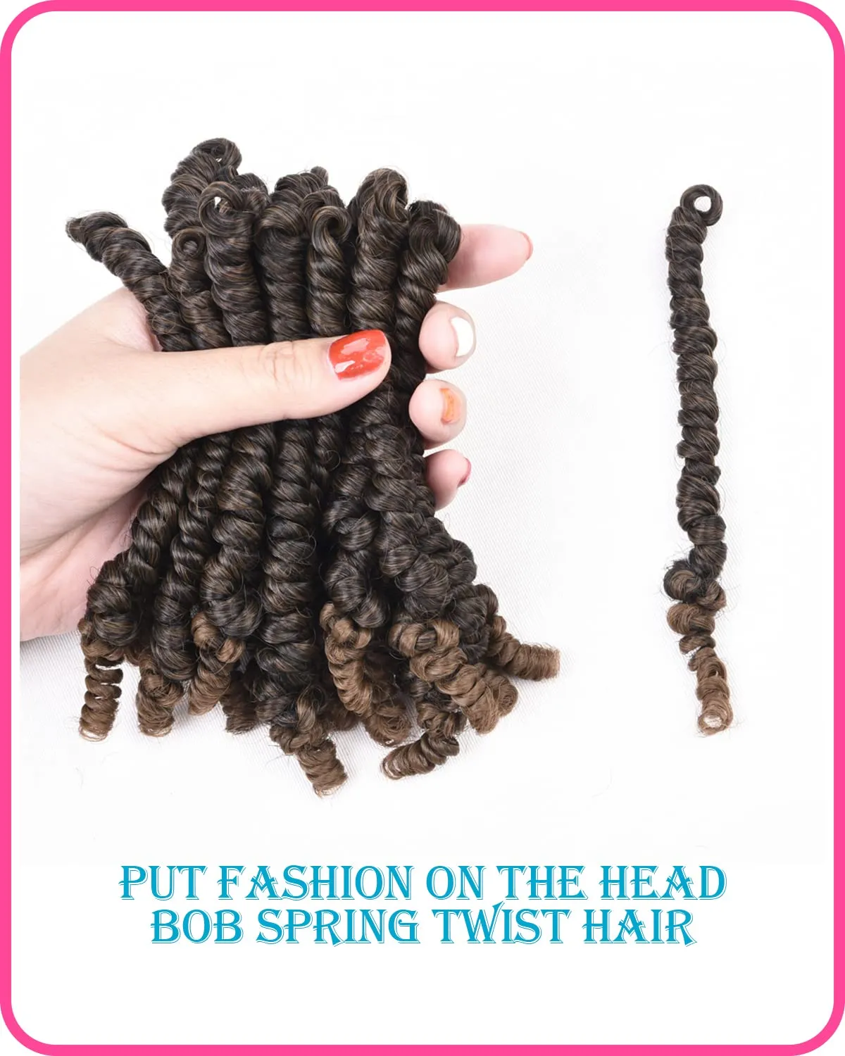 6 Packs Bob Spring Twist Kids Crochet Hair 6 Inch (120 strands) Cute & Versatile Pre-twisted Spring Twists Crochet Braids Synthetic Braiding Hair Extension (6 Packs, T30#)
