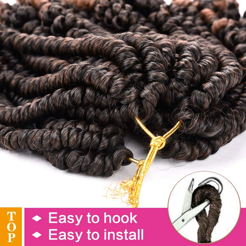 6 Packs Bob Spring Twist Kids Crochet Hair 6 Inch (120 strands) Cute & Versatile Pre-twisted Spring Twists Crochet Braids Synthetic Braiding Hair Extension (6 Packs, T30#)