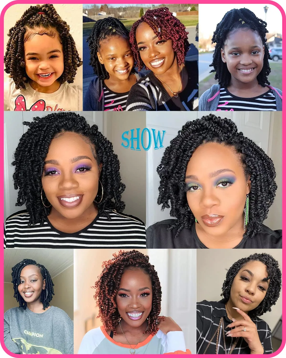 6 Packs Bob Spring Twist Kids Crochet Hair 6 Inch (120 strands) Cute & Versatile Pre-twisted Spring Twists Crochet Braids Synthetic Braiding Hair Extension (6 Packs, T30#)