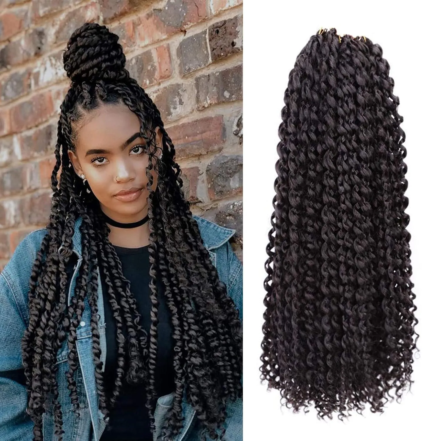 6 Packs Passion Twists Hair 18inch Water Wave Crochet Hair for Butterfly Soft Locs Synthetic Crochet Hair for Passion Twist Long Bohemian Locs Braiding Hair Extensions (18" 6packs 1B#)