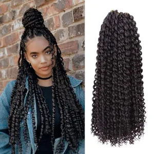 6 Packs Passion Twists Hair 18inch Water Wave Crochet Hair for Butterfly Soft Locs Synthetic Crochet Hair for Passion Twist Long Bohemian Locs Braiding Hair Extensions (18" 6packs 1B#)