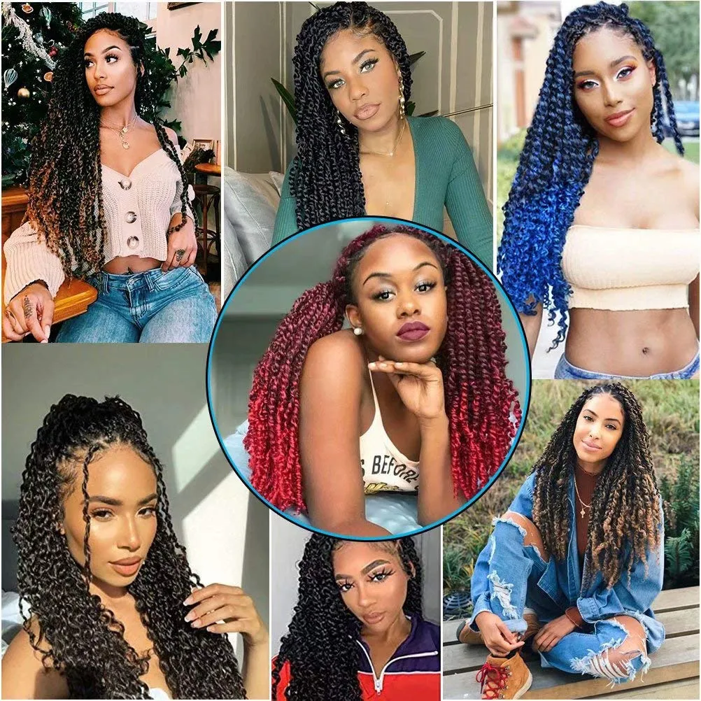 6 Packs Passion Twists Hair 18inch Water Wave Crochet Hair for Butterfly Soft Locs Synthetic Crochet Hair for Passion Twist Long Bohemian Locs Braiding Hair Extensions (18" 6packs 1B#)