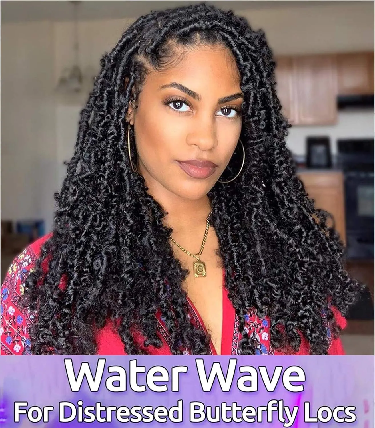 6 Packs Passion Twists Hair 18inch Water Wave Crochet Hair for Butterfly Soft Locs Synthetic Crochet Hair for Passion Twist Long Bohemian Locs Braiding Hair Extensions (18" 6packs 1B#)