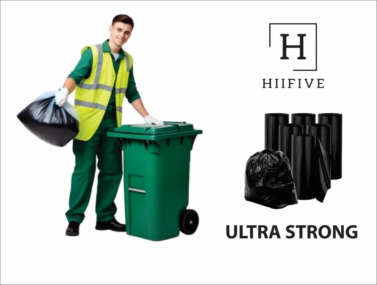 60 Gallon Heavy Duty Trash Bags | 20 Count | 100 x 120 CM | Extra Large Black Garbage Bags | Ultra Strong Contractor Bags