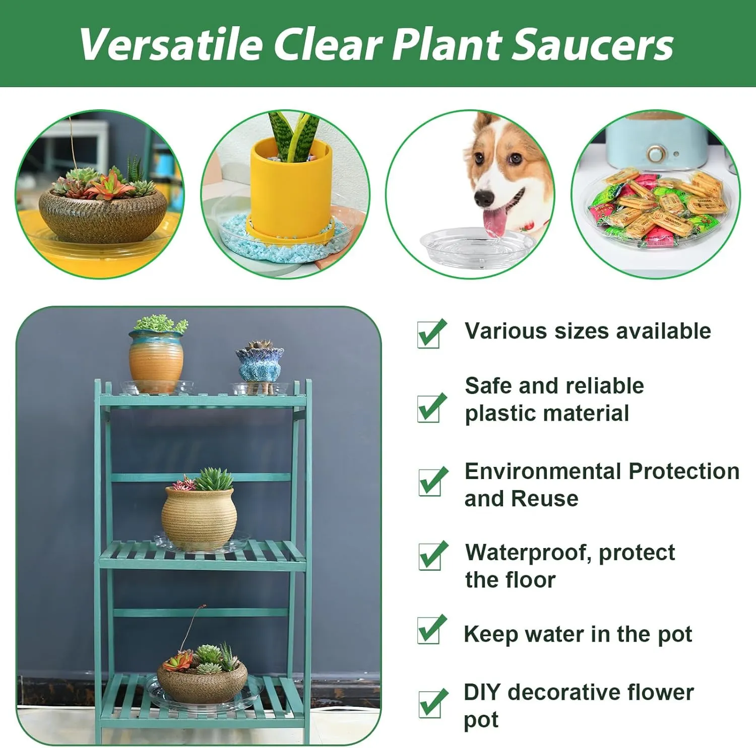 60 Pack Clear Plant Saucers for Indoors (4 6 Inch) Flower Pot Saucers for Potted Plants Plate Set Plant Trays for Indoors No Holes Plants Saucer Trays for Pots Drip Tray Plastic Tray for Succulent