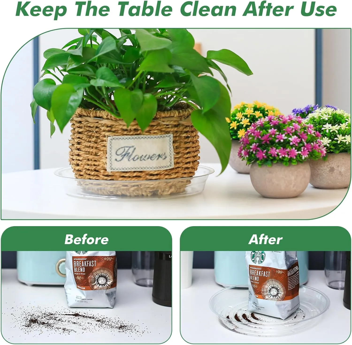 60 Pack Clear Plant Saucers for Indoors (4 6 Inch) Flower Pot Saucers for Potted Plants Plate Set Plant Trays for Indoors No Holes Plants Saucer Trays for Pots Drip Tray Plastic Tray for Succulent