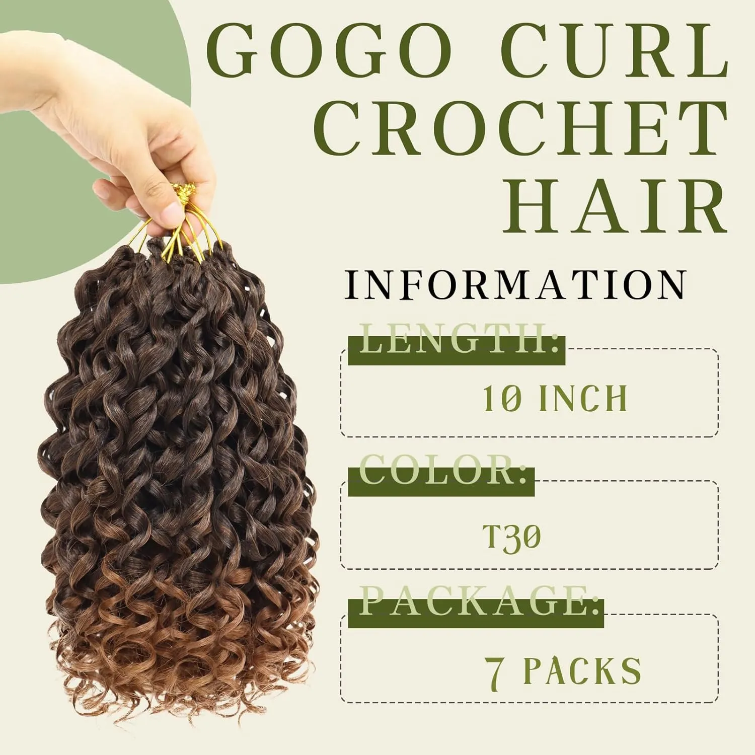 7 Packs Curly Crochet Hair for Black Women 10 Inch GOGO Curl Deep Ocean Water Wave Crochet Hair Synthetic Bohemian Beach Curl Crochet Braids Braiding Hair (10 inch, T30)