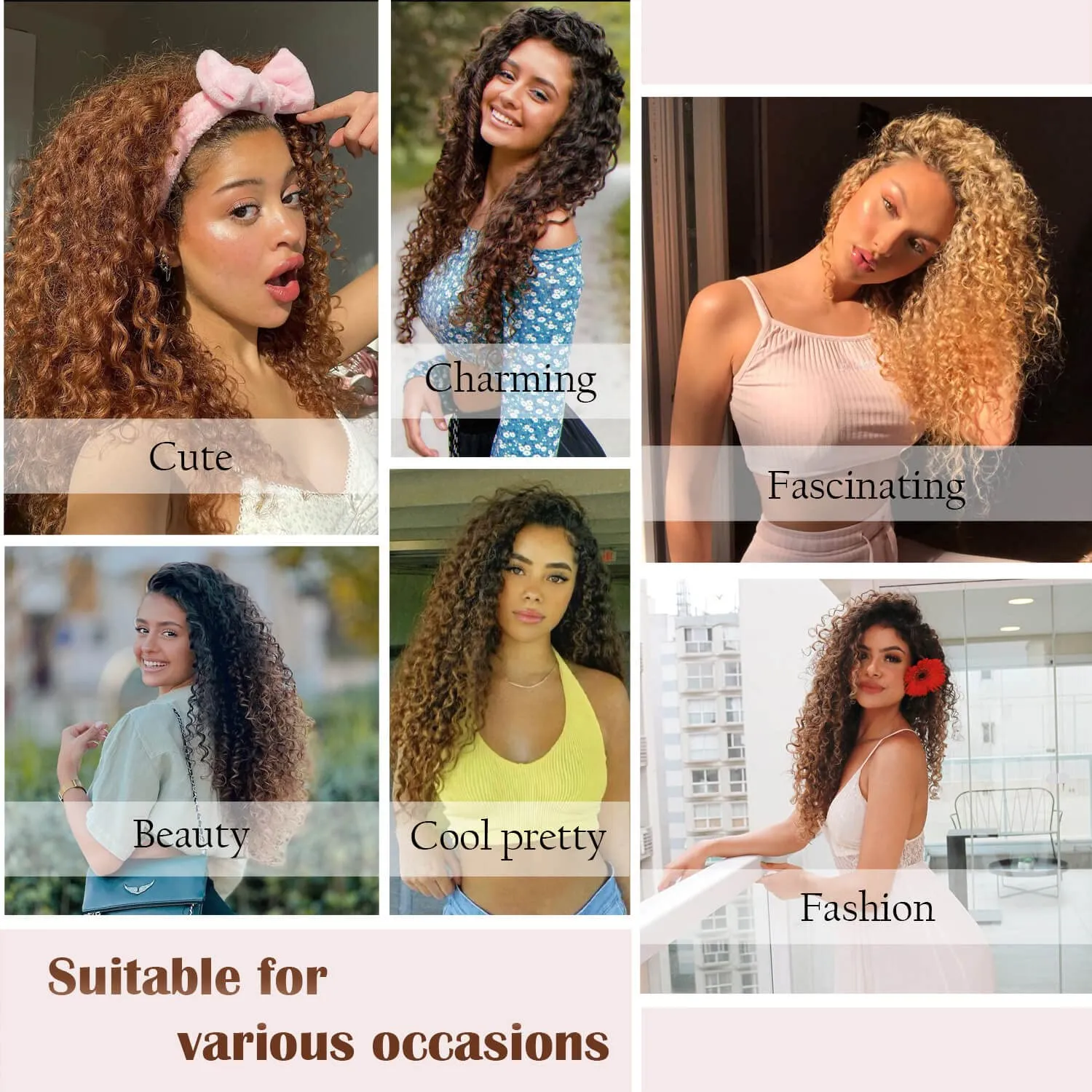 8 Packs 14 inch GoGo Curl Crochet Hair for Black Women Water Wave Curly Crochet Braiding Hair Ocean Wave Beach Curl Wavy Crochet Hair Extensions (Pack of 8, Ombre Brown)
