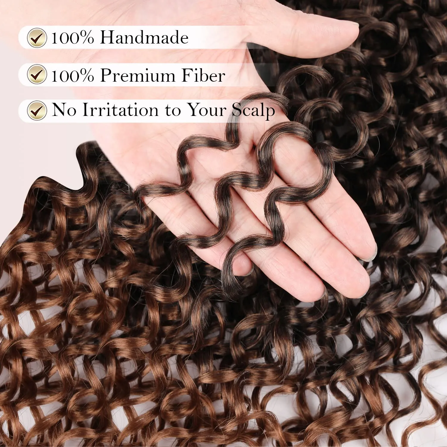 8 Packs 14 inch GoGo Curl Crochet Hair for Black Women Water Wave Curly Crochet Braiding Hair Ocean Wave Beach Curl Wavy Crochet Hair Extensions (Pack of 8, Ombre Brown)