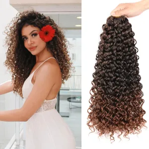 8 Packs 14 inch GoGo Curl Crochet Hair for Black Women Water Wave Curly Crochet Braiding Hair Ocean Wave Beach Curl Wavy Crochet Hair Extensions (Pack of 8, Ombre Brown)