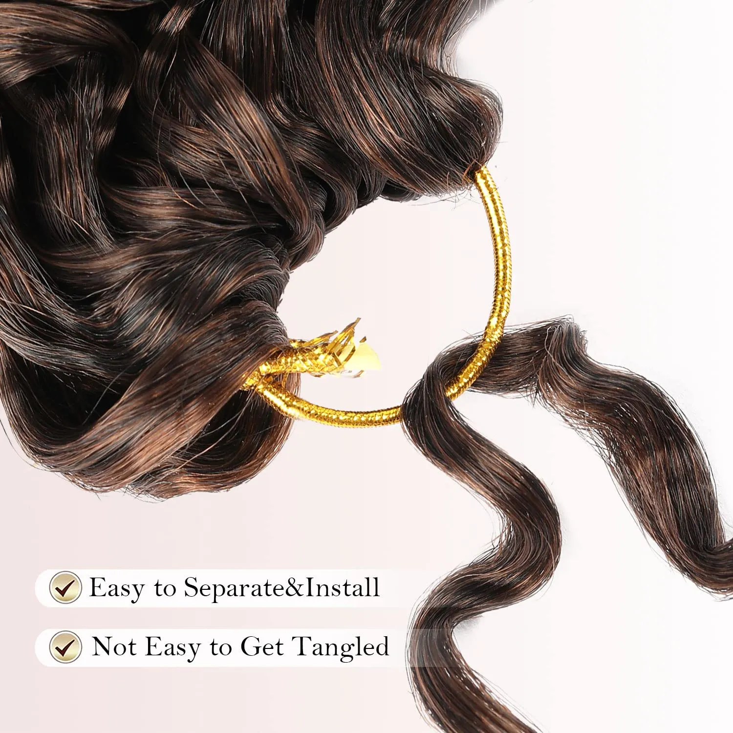 8 Packs 14 inch GoGo Curl Crochet Hair for Black Women Water Wave Curly Crochet Braiding Hair Ocean Wave Beach Curl Wavy Crochet Hair Extensions (Pack of 8, Ombre Brown)