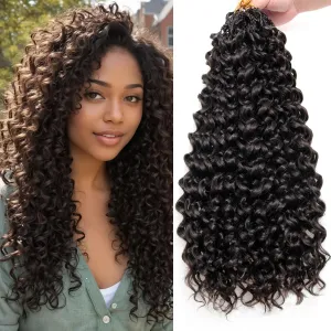 8 Packs GoGo Curl Crochet Hair 18 Inch Curly Crochet Hair for Women Water Wave Beach Curl Deep Crochet Braids Synthetic Braiding Hair Extensions