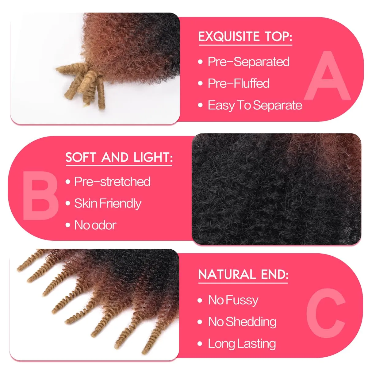 8 Packs Marley Twist Braiding Hair 18 Inch Pre Fluffed Cuban Twist Hair Extensions Pre Stretched Wrapping Hair (18 Inch,8Pack,#1B/30/27)