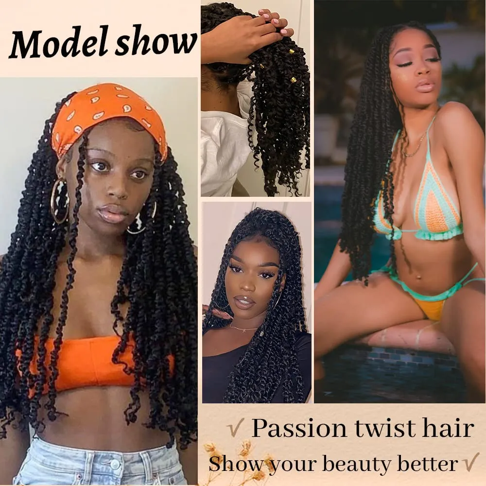 8 packs Passion Twist Crochet Hair 12 Inch Bohemian Curly Braids Water Wave Hair for Passion Twist Braiding Hair Synthetic Fiber Hair Extensions (12 Inch,1B/Bug)