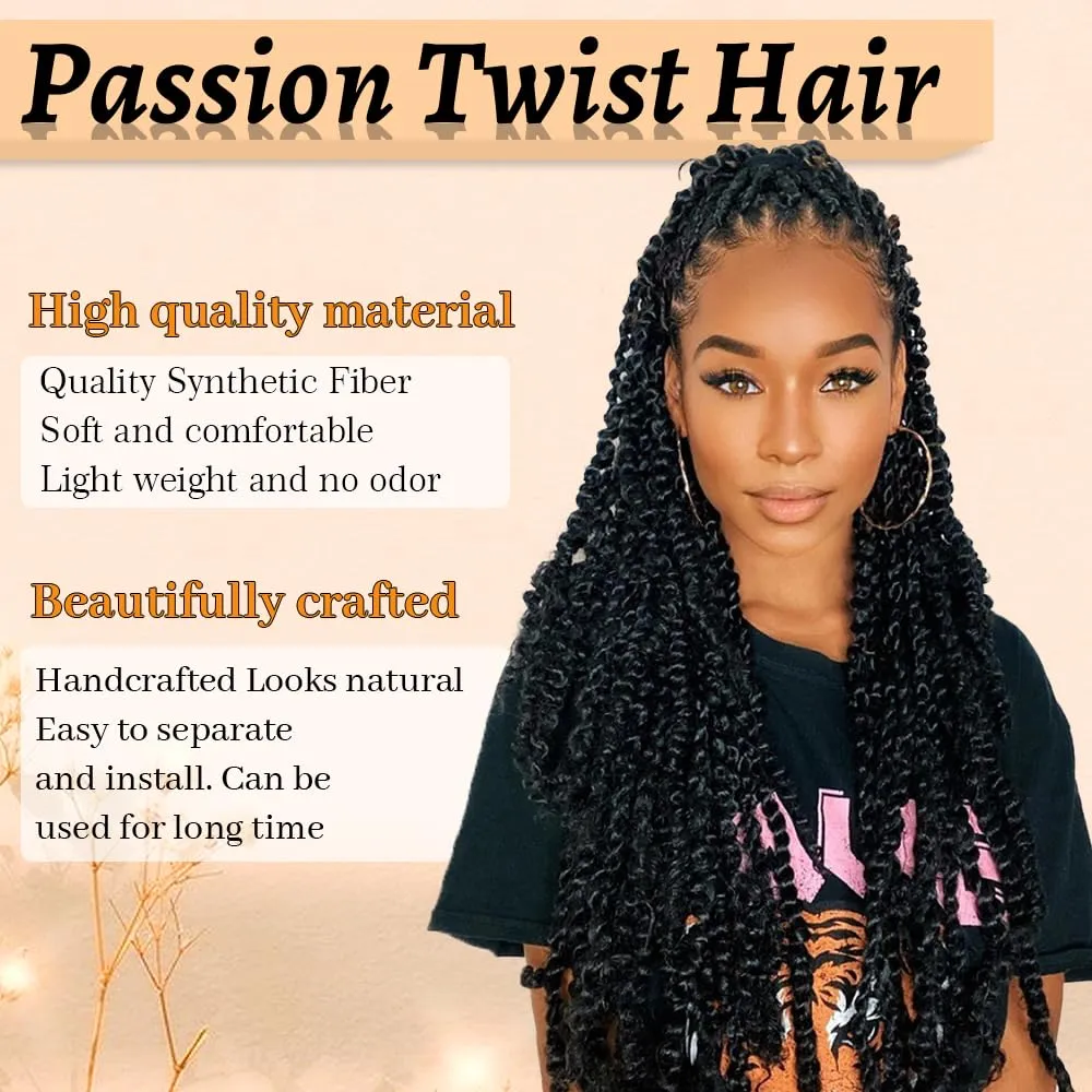 8 packs Passion Twist Crochet Hair 12 Inch Bohemian Curly Braids Water Wave Hair for Passion Twist Braiding Hair Synthetic Fiber Hair Extensions (12 Inch,1B/Bug)