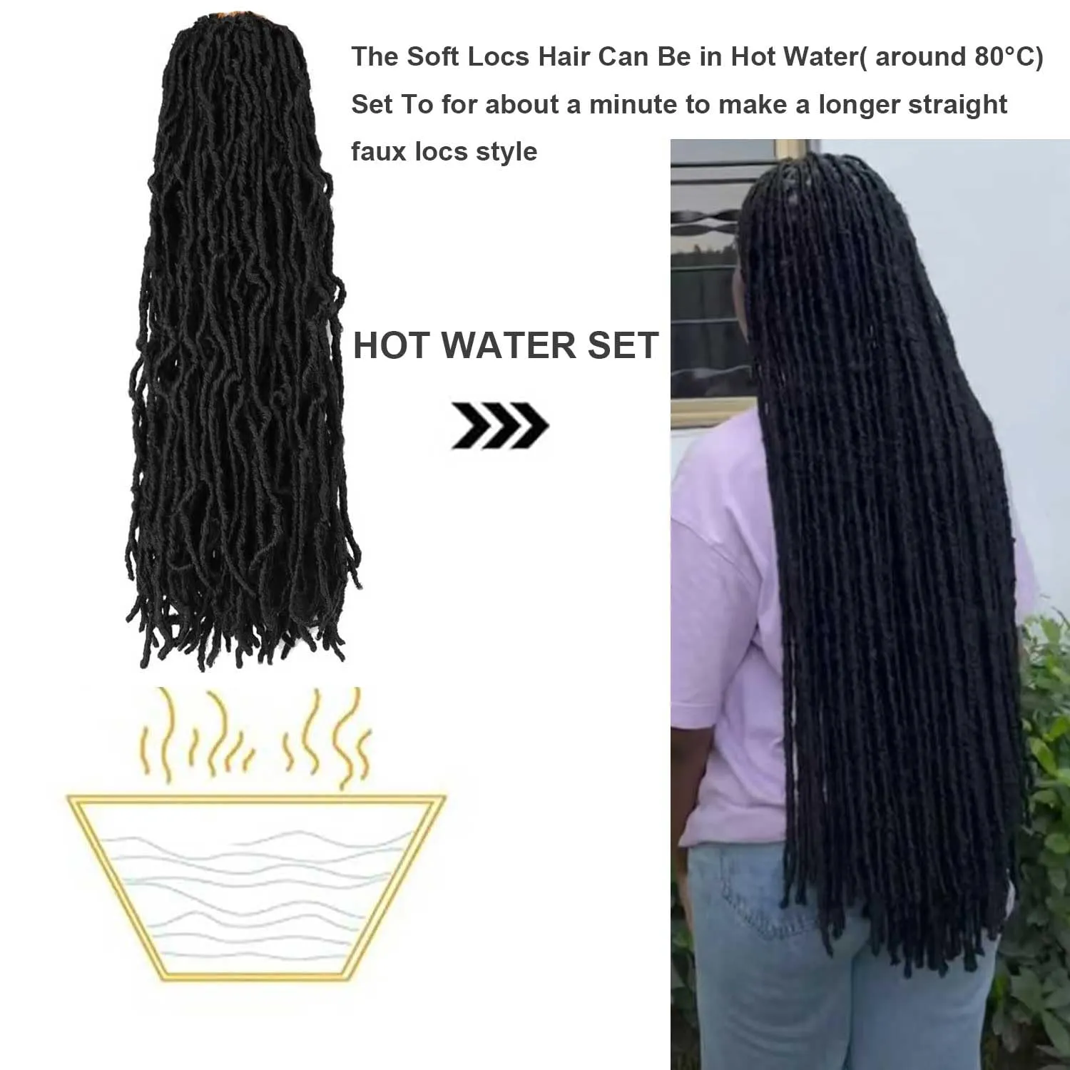 8 Packs Soft Locs 24 Inch Faux Locs Crochet Hair for Butterfly Locs Distressed Locs Crochet Hair for Women (24 Inch(Pack of 8), 1B)