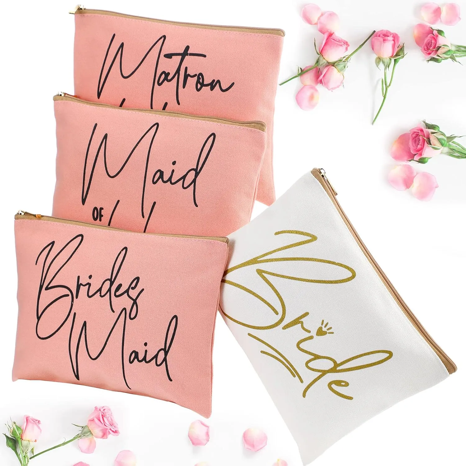 8 Pcs Bridesmaid Makeup Bag Matron of Honor Gifts Bridal Bag for Bridal Wedding Party Gift(Lovely Pattern)
