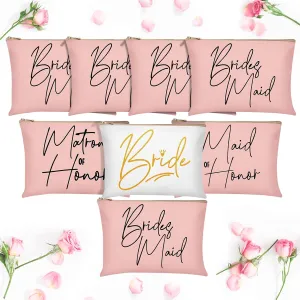 8 Pcs Bridesmaid Makeup Bag Matron of Honor Gifts Bridal Bag for Bridal Wedding Party Gift(Lovely Pattern)