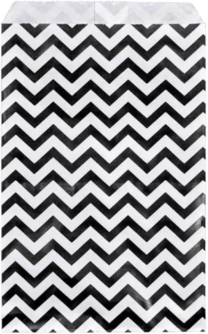888 Display - 200 pcs of 6" x 9" Black Chevron Paper Gift Bags Shopping Sales Flat Bags