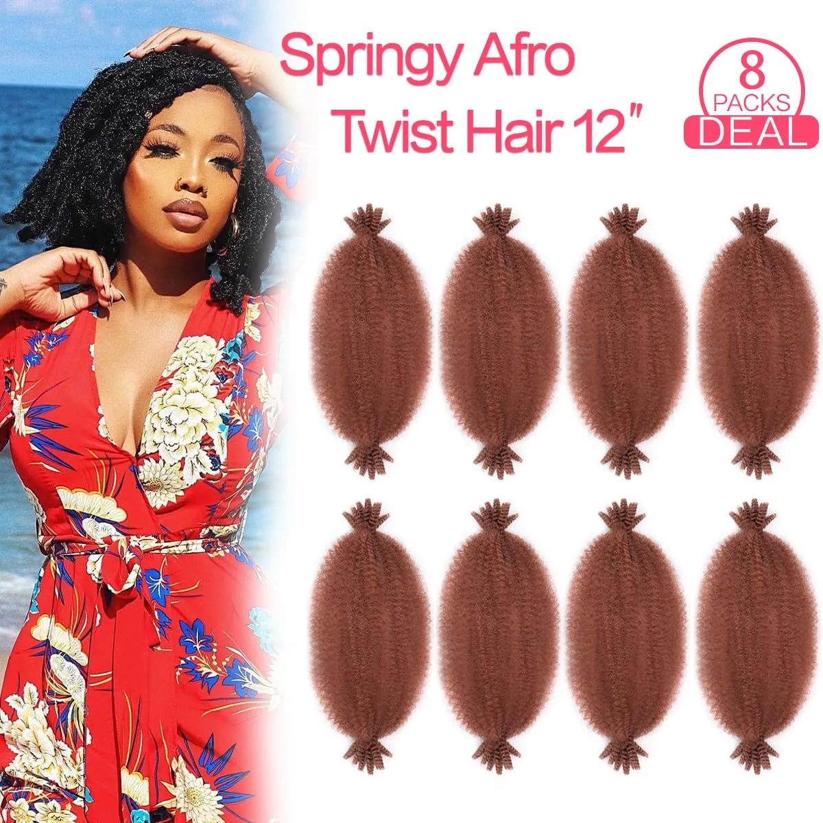8Packs Cuban Twist Hair 12 Inch Short Spring Twsit Hair for Butterfly Synthetic Marley Twist Braiding Hair for Women(12 Inch,8Pack,#350)