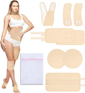 9 Pcs Castor Oil Pack Wrap, Reusable Caster Oil Pack Organic Cotton for Neck Chest Waist Back Knee and Feet, Adjustable Elastic Straps Castor Oil Wrap with Laundry Bag, Machine Washable Anti Oil Leak