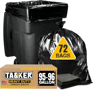 95 Gallon Trash Bags Heavy Duty | Mega-Value Pack 72 Bags | Extra Large Black Can Liners, Large 90 Gal, 95 Gal, 96 Gal,100 Gallon Big Garbage Bags, (Black)