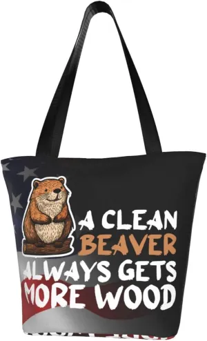 A Clean Beaver Always Gets More Wood Fashion Shoulder Bag Large Capacity For Man Or Woman