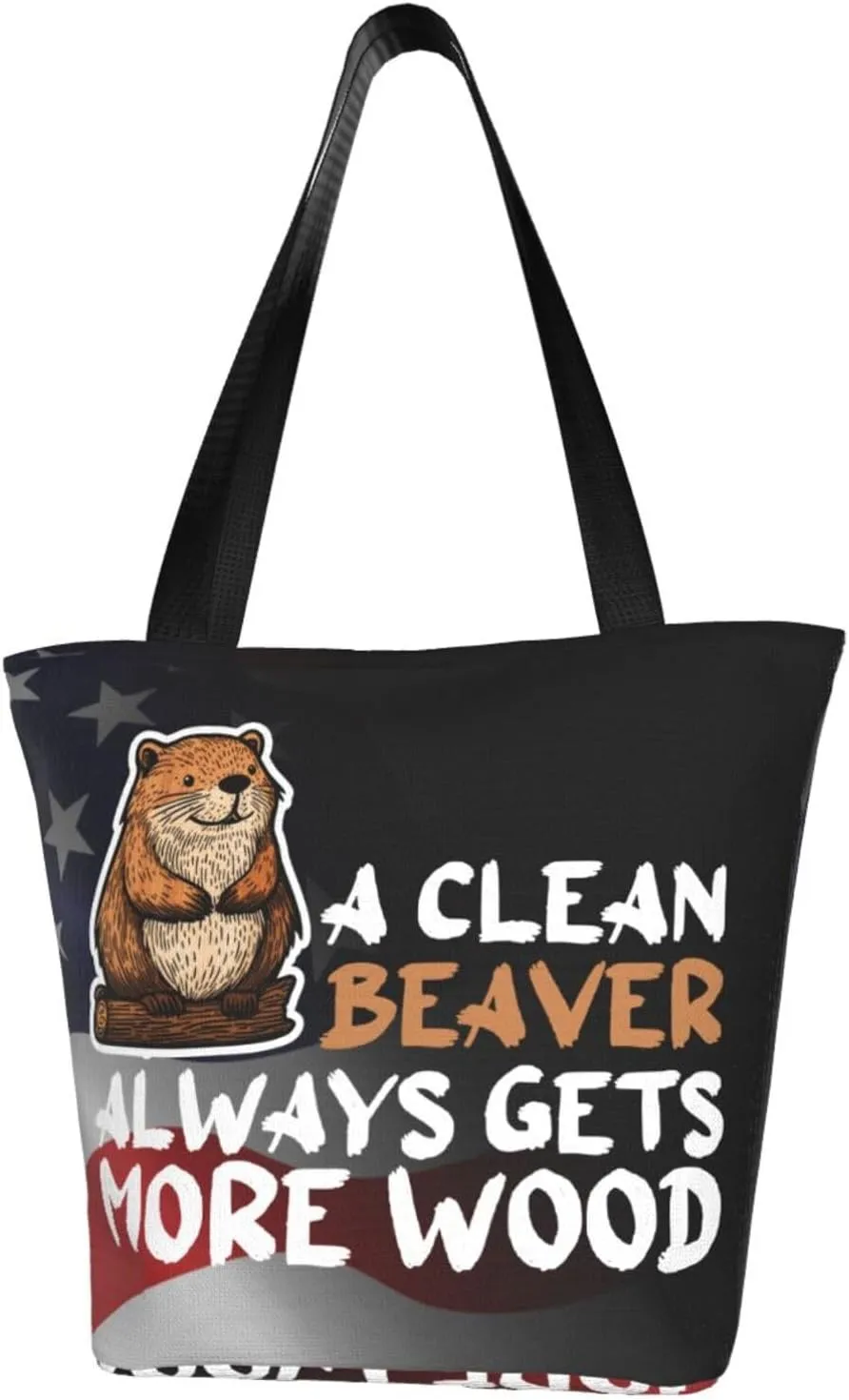 A Clean Beaver Always Gets More Wood Fashion Shoulder Bag Large Capacity For Man Or Woman