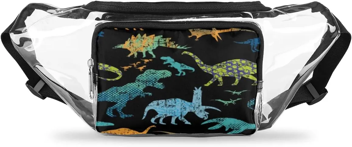 Abstraction Dinosaurs Clear Fanny Pack Stadium Approved Clear Crossbody Belt Bag for Women Men Transparent Waist Bag with Adjustable Strap for Concerts Sports Events Travel