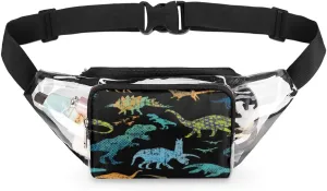 Abstraction Dinosaurs Clear Fanny Pack Stadium Approved Clear Crossbody Belt Bag for Women Men Transparent Waist Bag with Adjustable Strap for Concerts Sports Events Travel