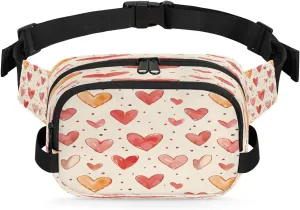 Abstraction Heart Retro Printing Fanny Packs for Women Men Waterproof Waist Bag with Adjustable Strap Belt Bag for Travel Running Hiking