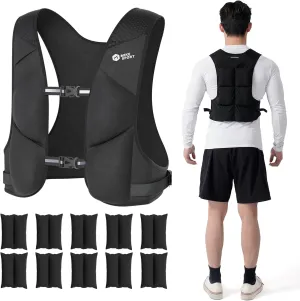 Adjustable Weighted Vest Soft Washable for Women Men 2-10lbs Vest with 10 Ironsand Weights and Large Pocket, Weight Vest for Workout, Strength Training, Running, Fitness, Walking