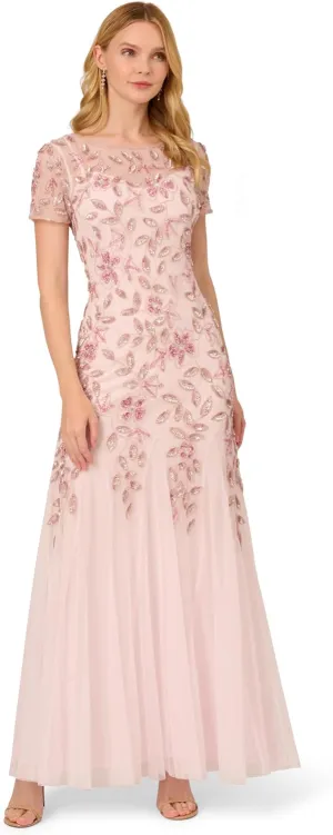 Adrianna Papell Women's Beaded Gown with Godets