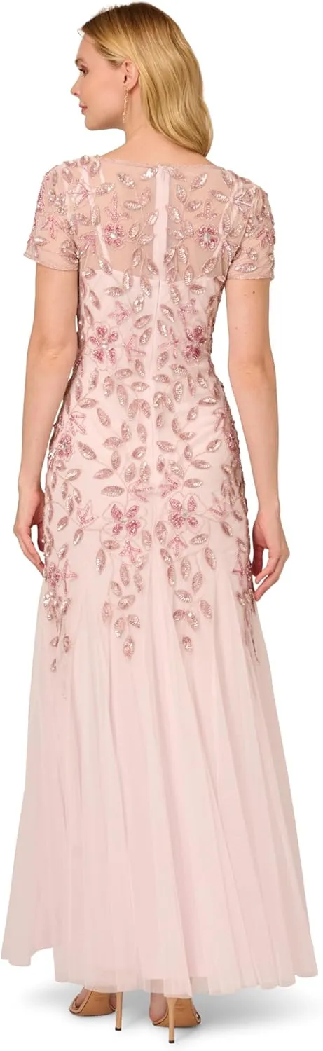 Adrianna Papell Women's Beaded Gown with Godets