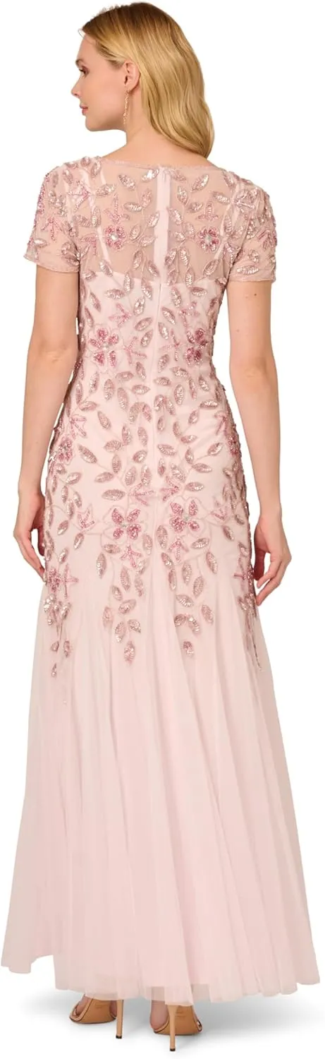 Adrianna Papell Women's Beaded Gown with Godets